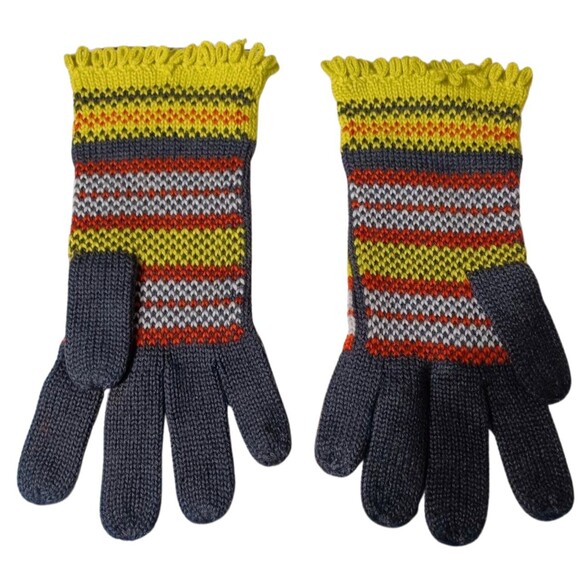 ECHO Matching Knit Scarf and Gloves Set - Yellow Green Black - Scarf = 72" x 8" - Picture 2 of 8